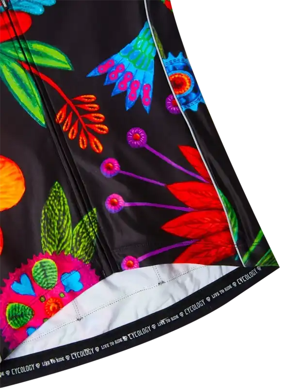 Vibrant floral cycling shorts with bold colors and unique print design for men and women