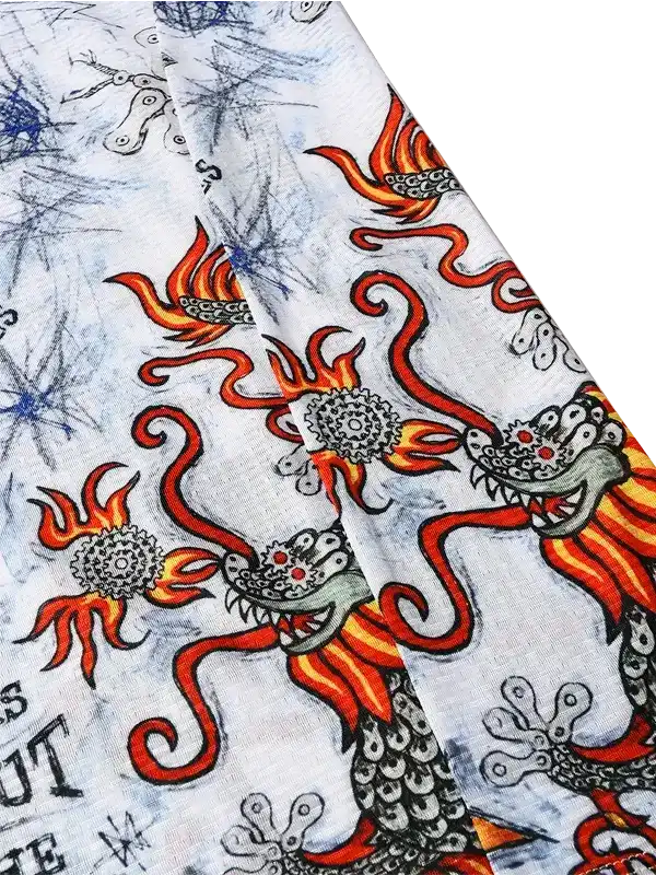 Men's cycling jersey with fiery dragon print, unique design on breathable fabric