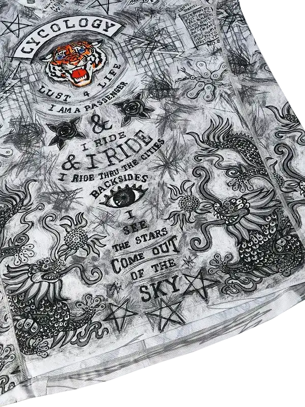 Cycology cycling jersey with bold tiger, dragon, and star print design for men and women riders