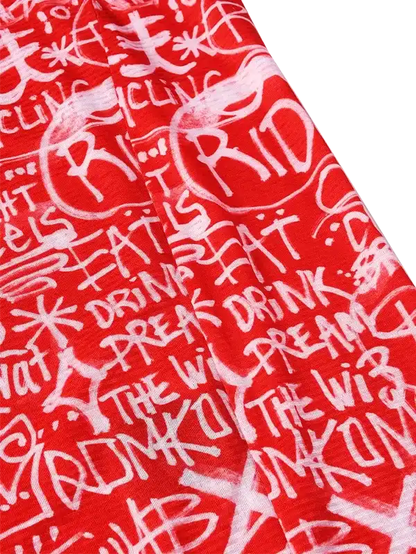 Red cycling jersey with white graffiti-style 'RIDE' and 'EAT DRINK REPEAT' print, ideal for men and women cyclists.