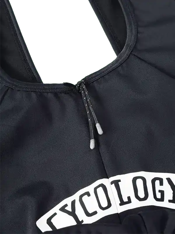 Black cycling jersey with white Cycology logo and front zipper detail