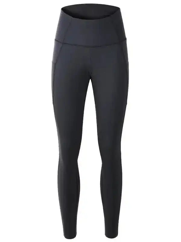 Black high-waisted women's cycling tights with seamless design for comfort and performance