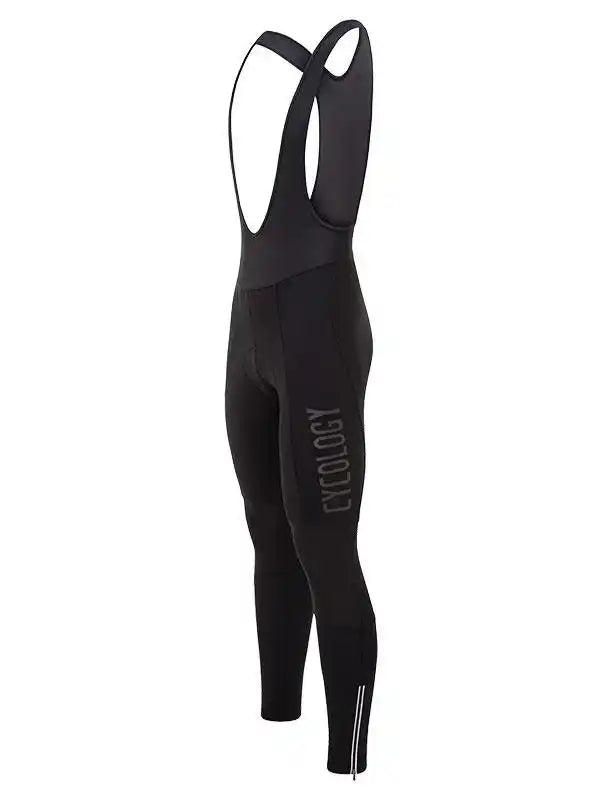 Black women's cycling bib tights with ergonomic straps and reflective details for road cycling performance