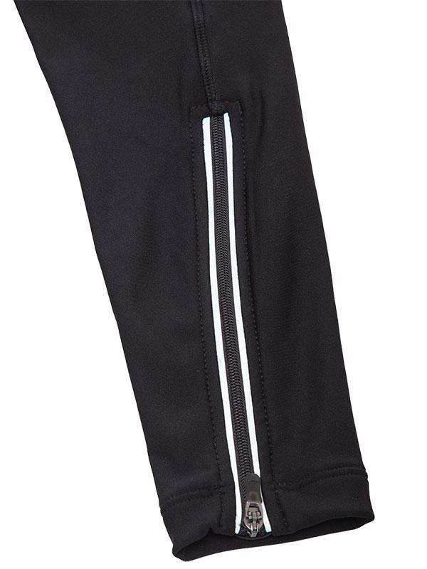 Black cycling tights with white zipper detail for ventilation and fit adjustment